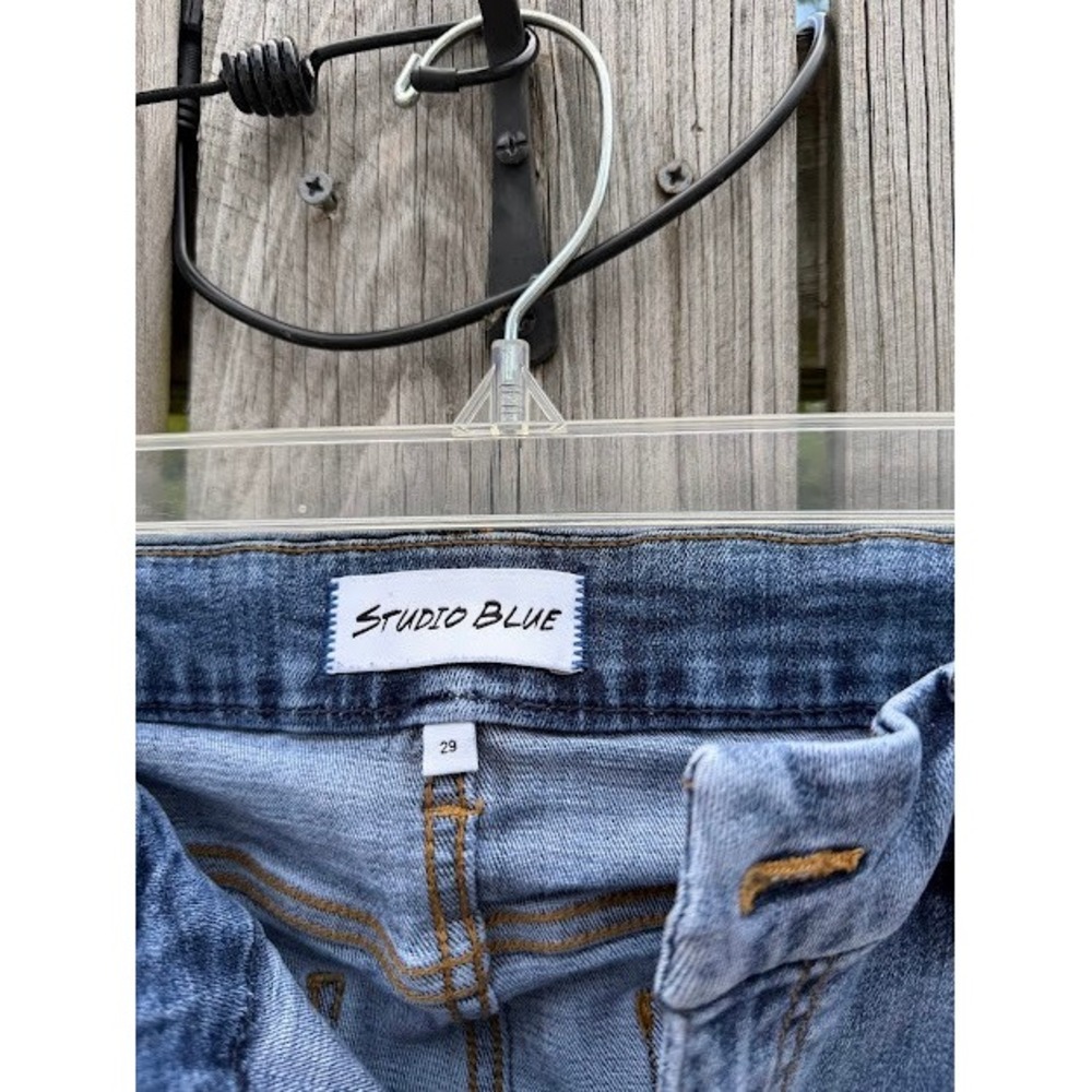 Indie Grunge Studio Blue Skinny Jeans 29 Blue Light Wash Distressed High Rise - Picture 3 of 7